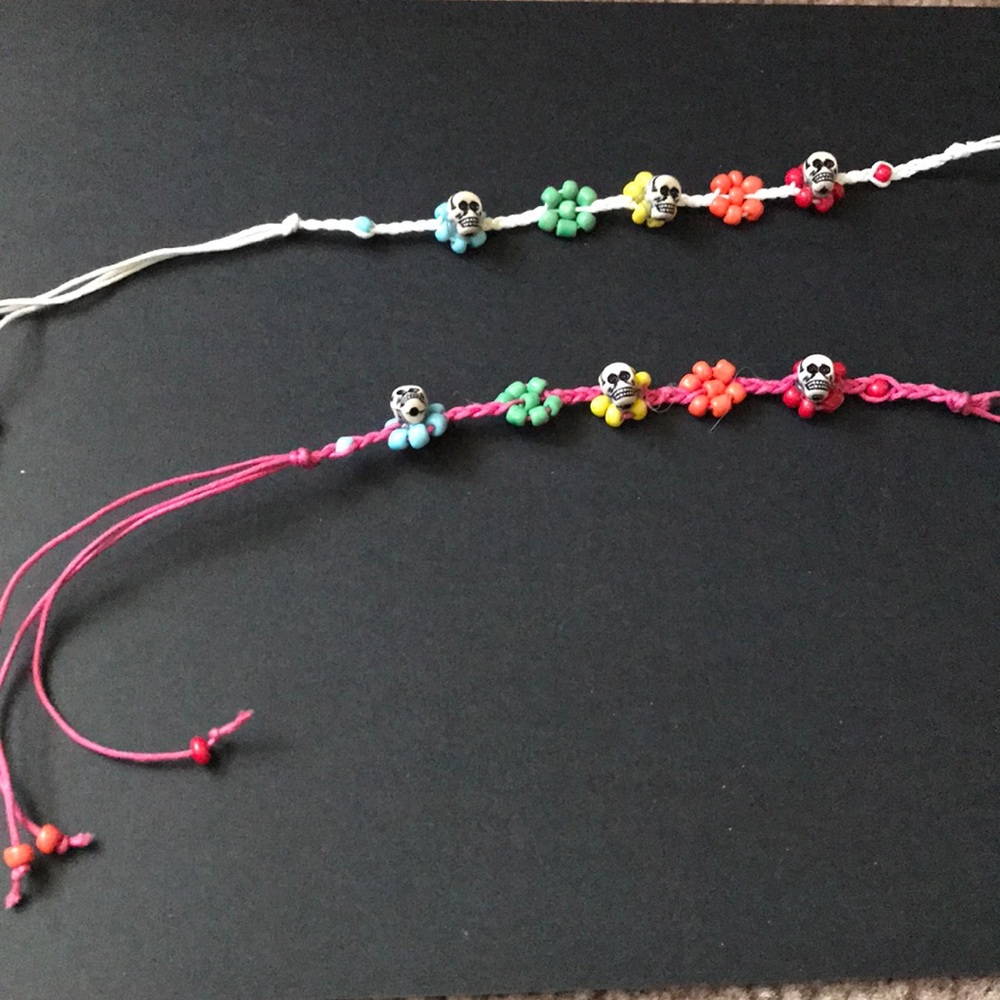 Day of the Dead - skulls & flower bracelets